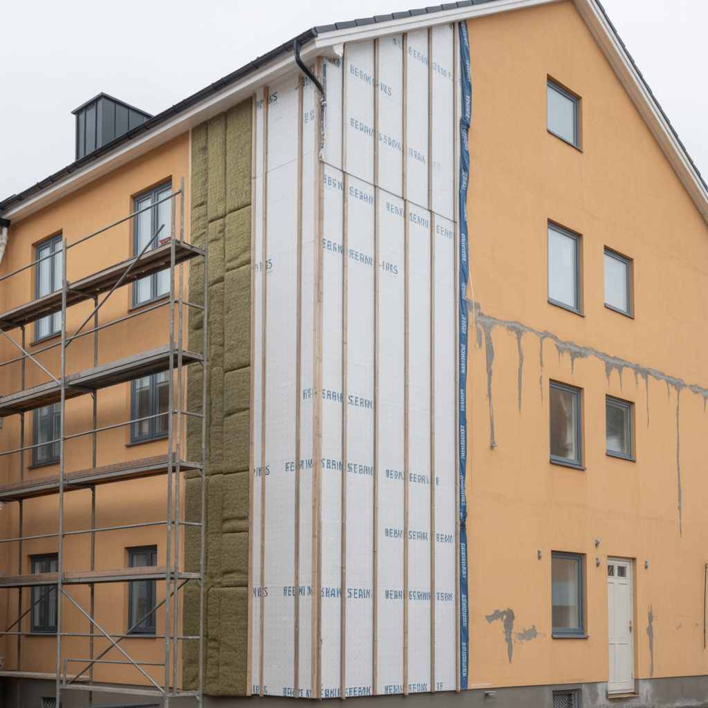 fasadisolering utifran guide till material tjocklek och risk