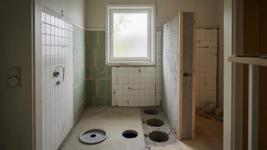 rivning av badrum och h ltagning f r nya stammar i smo nyn shamn